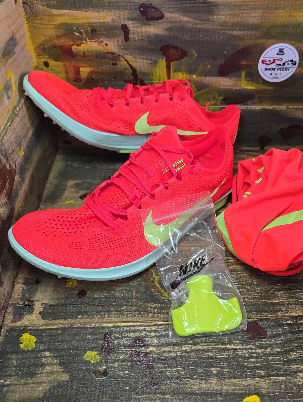 Nike ZoomX Dragonfly‎ 2 Bright Crimson Lime Blast Men's Size 8  FD8413-600